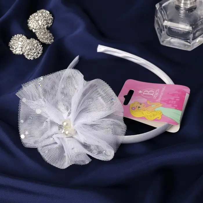 Ободок для волос «Выпускница», бусины блеск, 1 см, белый Ободок для волос «Выпускница», бусины блеск, 1 см, белый