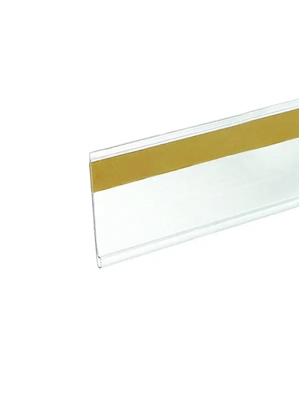 Ценникодержатель для крепления на стеклянные полки, самоклеящийся, 100&times;0.3&times;3 см, прозрачный