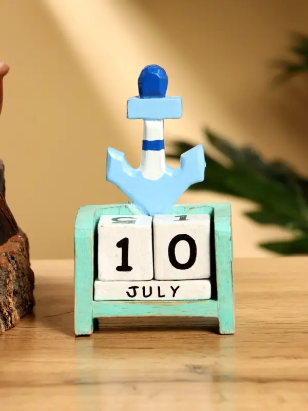 Календарь настольный &laquo;Якорь&raquo;, 7&times;4&times;10 см, дерево, бирюзово-голубой