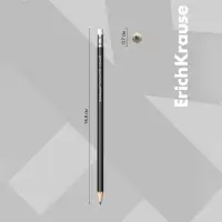Карандаш чернографитный с ластиком Erich Krause «Jet Black 101», HB, грифель d=2.2 мм, дерево, шестигранный в тубусе, чёрный корпус