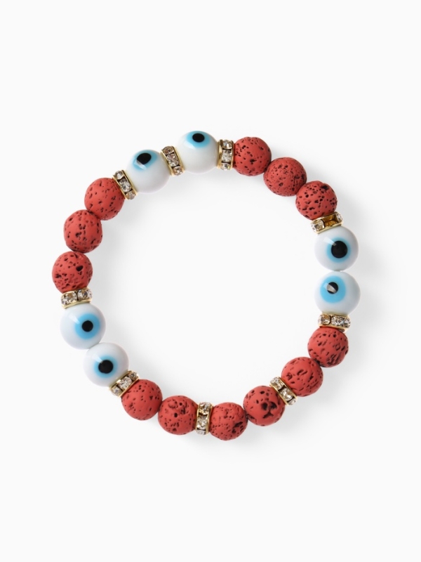 Браслет-оберег «Лава» глазик, красный в золоте