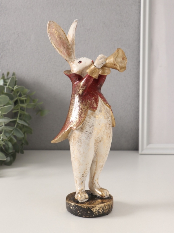 Сувенир полистоун Сувенир полистоун "Кролик в пиджаке с трубой" 7,5х9х25 см