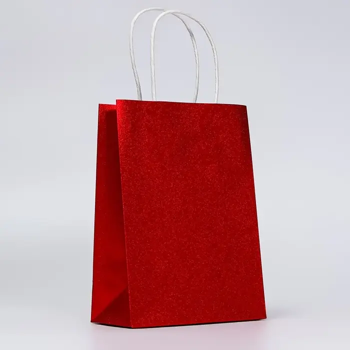 Пакет подарочный бумажный с глиттером красный, 15×8×21 см Пакет подарочный бумажный с глиттером красный, 15×8×21 см