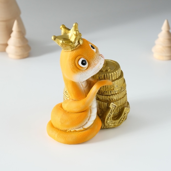 Копилка полистоун Копилка полистоун "Змейка в короне с монетками" 8х6,5х10 см