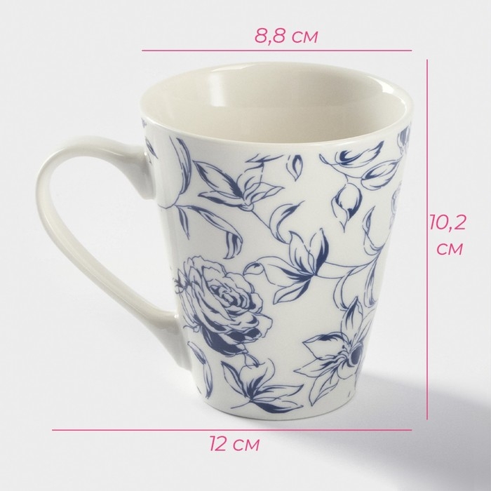 Кружка фарфоровая Доляна «Розалия», 300 мл, цвет белый Кружка фарфоровая Доляна «Розалия», 300 мл, цвет белый