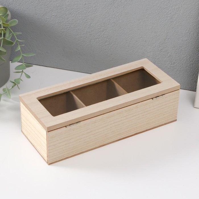 Шкатулка дерево с делениями  Шкатулка дерево с делениями "Цветочный узор" 24х9,8х7 см