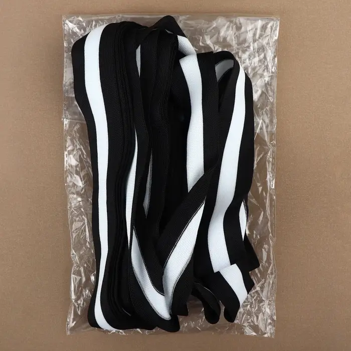 Тесьма трикотажная лампас 40 мм, 9.1&plusmn;0.5 м, чёрная, белая