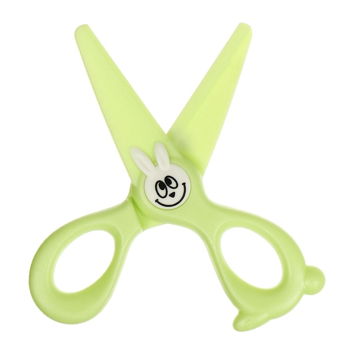 Ножницы 11,8см пластиковые ручки, закругленные концы лезвий, Зайчик зеленый CALLIGRATA Ножницы 11,8см пластиковые ручки, закругленные концы лезвий, Зайчик зеленый CALLIGRATA