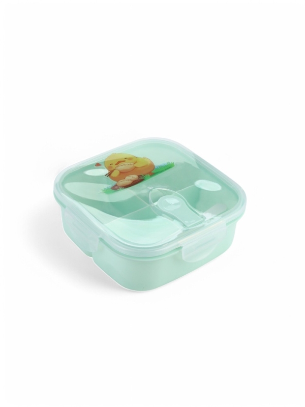 Ланч-бокс с клапаном, 3 секции, "Цыпленок", 14 х 14 х 5 см