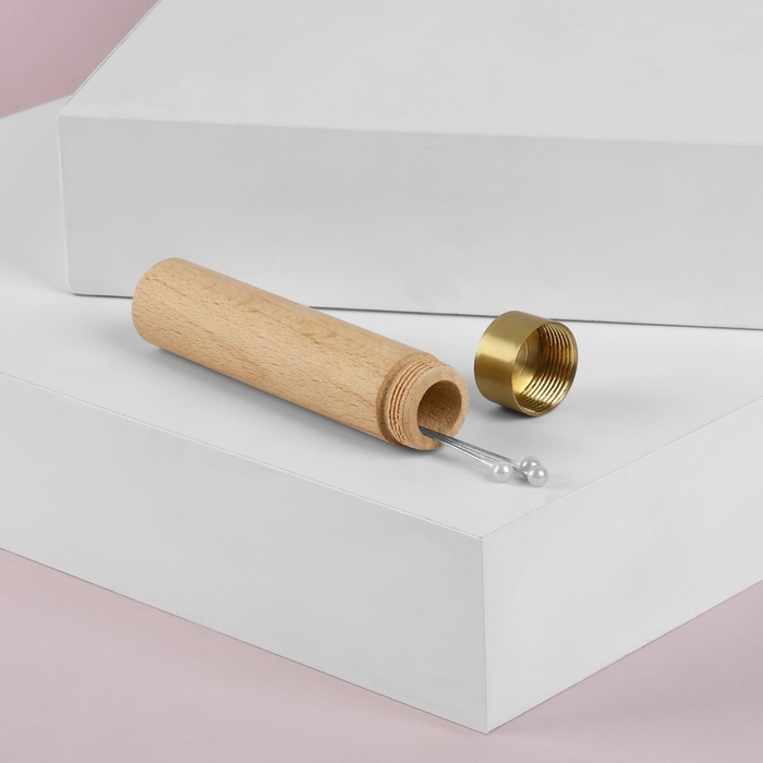 Игольница-туба, 8.6 &times; 1.8 &times; 8 см, дерево, коричневая, цена за 1 штуку