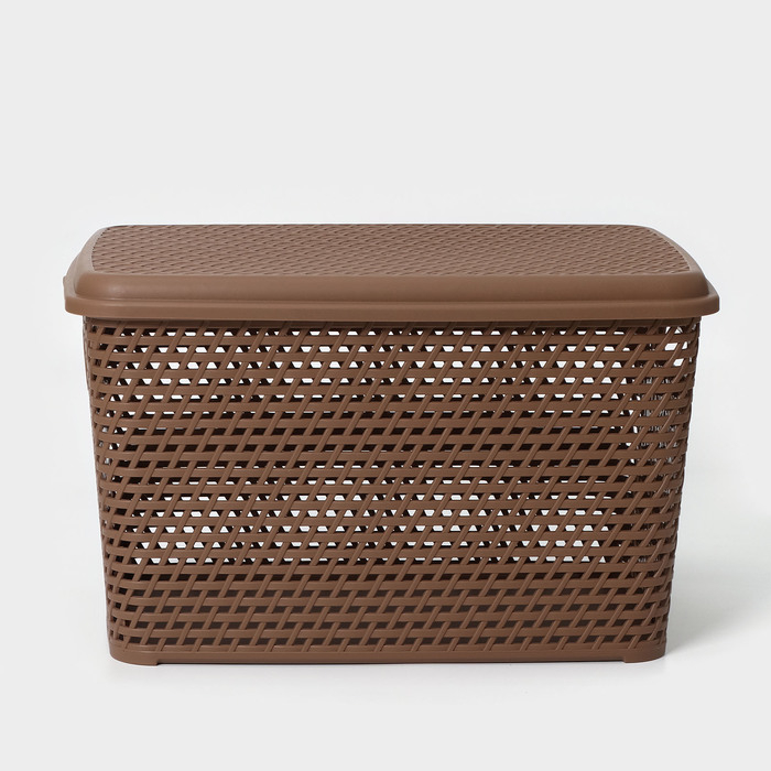 Ящик для хранения с крышкой «Ротанг», 23 л, 45×30×26,5 см, цвет коричневый Ящик для хранения с крышкой «Ротанг», 23 л, 45×30×26,5 см, цвет коричневый