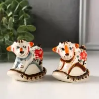 Фигурка фарфор &laquo;Козлик - качалка&raquo;, 6.5 см, гжель цветная, МИКС