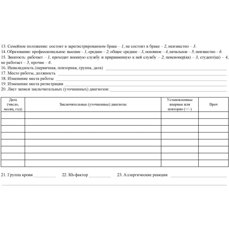 Бланк Карта медицинск.пациента,получ.мед.пом.в амбул.услов КЖ-412/1,10шт/уп
