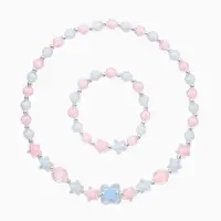 Набор детских украшений &laquo;Выбражулька. Кристалл&raquo;, 2 предмета: бусы 35 см, браслет, d=6 см, розовый, голубой