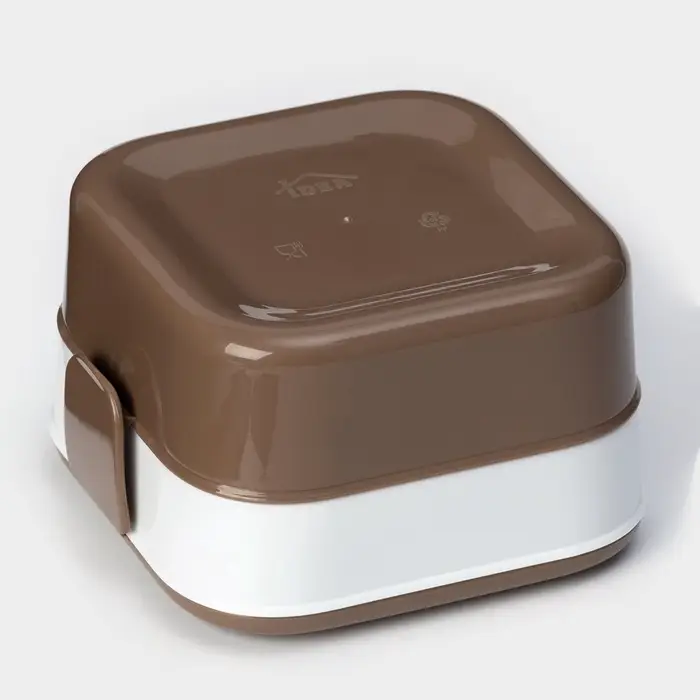 Ланч - бокс в школу IDEA &laquo;Совы&raquo;, 2 отделения, 800 мл, 12.5&times;13&times;8.5 см, пластик, коричневый