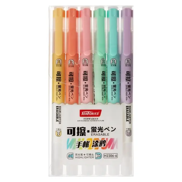 Набор маркеров-текстовыделителей &laquo;Пиши - стирай&raquo;, 6 цветов, двусторонние, скошенный наконечник, узел 5 мм