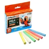 Мел школьный цветной Calligrata kids, 6 цветов, набор 24 штуки, круглый