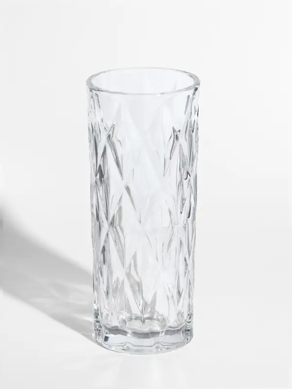 Ваза стекло настольная "Шерри" крупные ромбы, 23,5х9,5 см, прозрачный