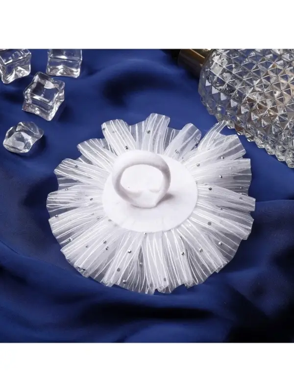 Бант для волос на резинке &laquo;Школьница&raquo;, волнушка роза полоски, d=11 см, белый