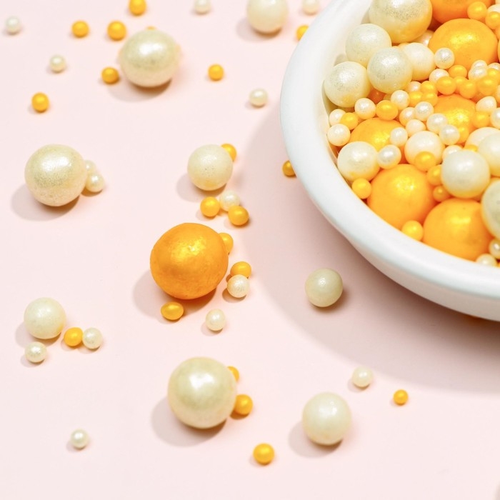 Кондитерская с мягким центром  Кондитерская с мягким центром "Жемчуг", бело-золотая, 50 г