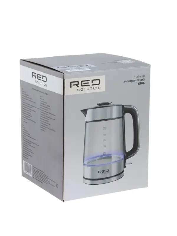 Чайник электрический RED SOLUTION G104, 1.7 л, 2200 Вт, стекло, съёмная крышка, серый Чайник электрический RED SOLUTION G104, 1.7 л, 2200 Вт, стекло, съёмная крышка, серый