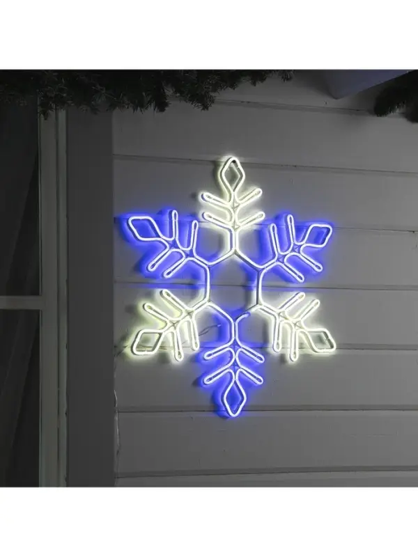 Неоновая фигура &laquo;Снежинка&raquo;, 57 см, 576 LED, 12 В, 8 режимов, свечение синее/белое