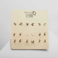 Серьги набор 8 пар «Ночь» кольца, цвет чёрно-белый в золоте, d=4 Серьги набор 8 пар «Ночь» кольца, цвет чёрно-белый в золоте, d=4