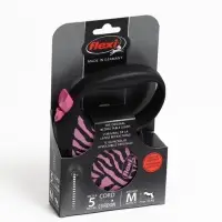 Рулетка Flexi Safari cord M, 5 м, трос, до 20 кг, розовая зебра (pink Zebra)