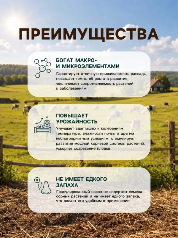 Удобрение &laquo;Коровий навоз&raquo; гранулированный, 2 л