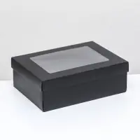 Коробка подарочная складная, упаковка, &laquo;Чёрная&raquo;, с окном 21&times;15&times;7 см
