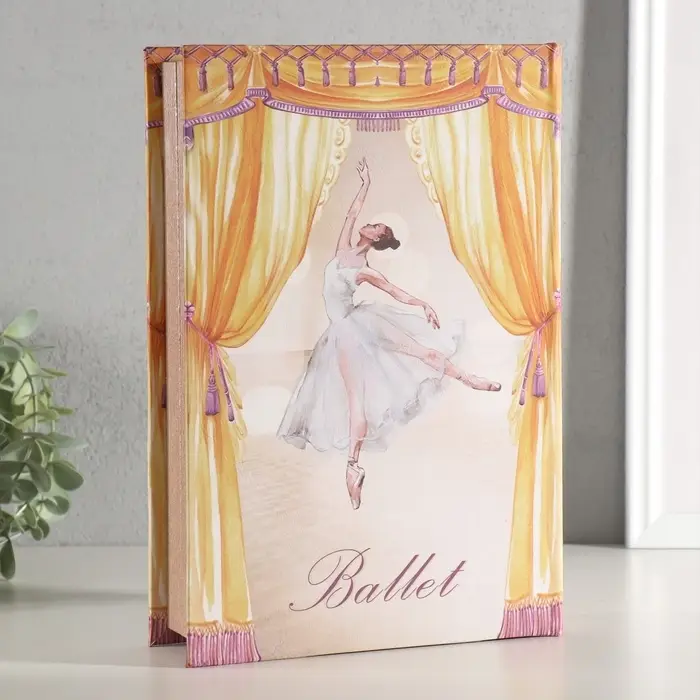 Шкатулка - книга световая &laquo;Балерина&raquo;, дерево, искусственная кожа, 28&times;19&times;6 см