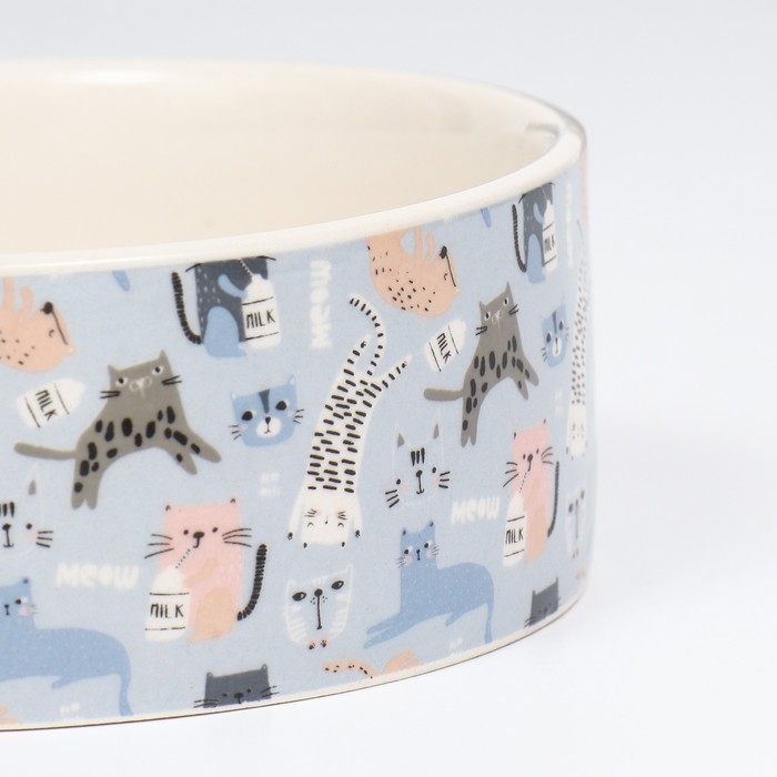 Миска керамическая Миска керамическая "Абстракционизм котов" 300мл, 11,5 х 5 см, бело-голубая