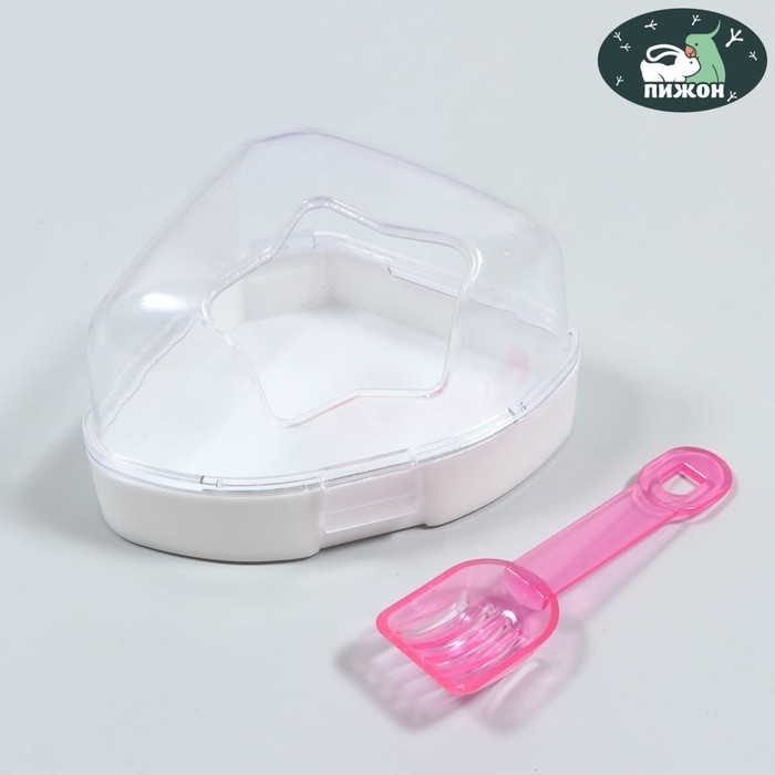 Ванночка для грызунов угловая с лопаткой, 14 х 10,4 см, белая Ванночка для грызунов угловая с лопаткой, 14 х 10,4 см, белая