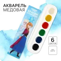 Акварель медовая «Анна и Эльза», 6 цветов, без кисти, Холодное сердце