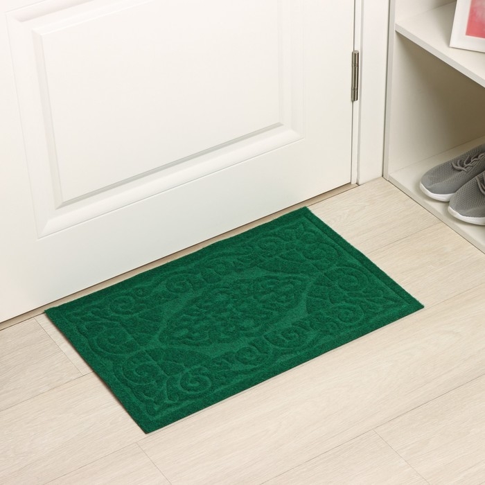 Коврик влаговпитывающий придверный без окантовки Доляна &laquo;Восточная сказка&raquo;, 40&times;60 см, цвет зелёный