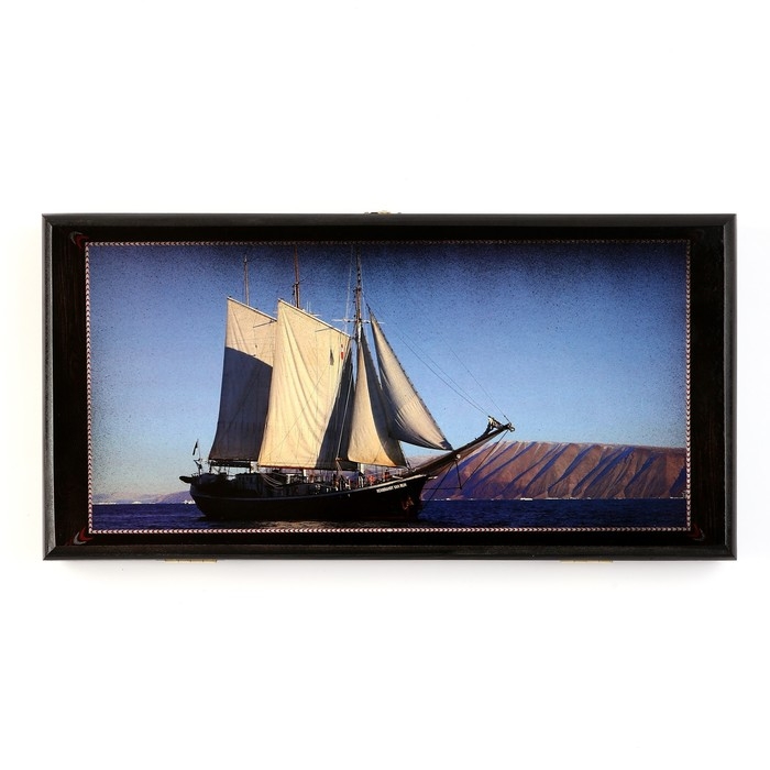 Нарды деревянные большие, настольная игра Нарды деревянные большие, настольная игра "Корабль", 40 x 40 см, с полем для игры в шашки