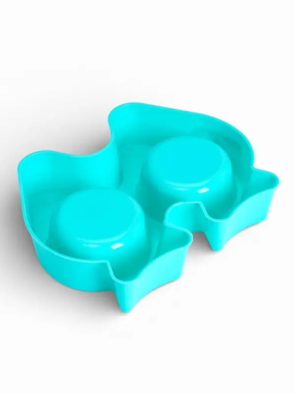 Миска двойная &laquo;Рыбы&raquo;, 2&times;250 мл, фигурная, пластик, голубая