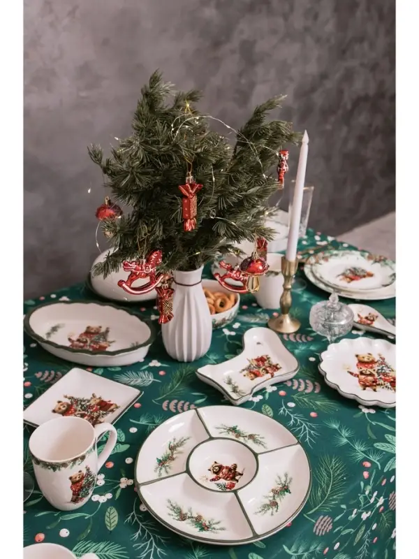 Тарелка сервировочная новогодняя Доляна &laquo;Сказки зимнего леса&raquo;, 20&times;15.5&times;3 см, доломит, белая