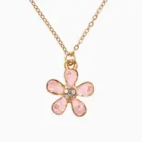 Набор детский "Выбражулька" 3 пред-а: кулон, кольцо, серьги, цветок, розовый в золоте