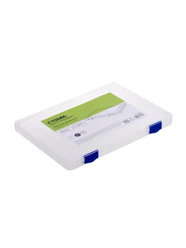 Папка для документов А4 Стамм, 230&times;305&times;23 мм, пластик, прозрачный корпус, синие защелки