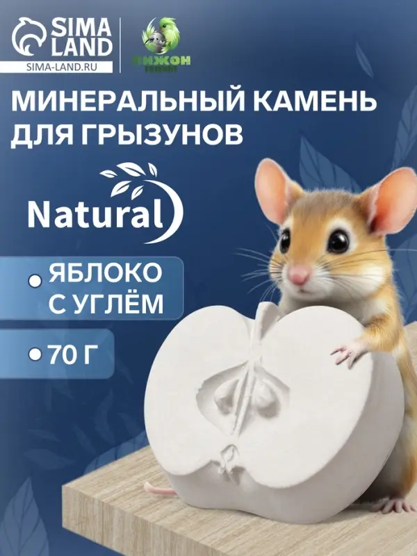 Минеральный камень Минеральный камень "Пижон" для грызунов яблоко с углем, 70 г