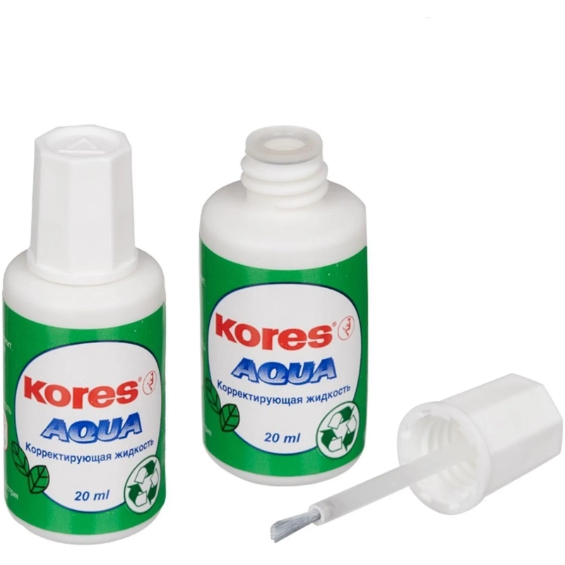 Корректирующая жидкость KORES AQUA 20мл на водной основе, кисточка 69101