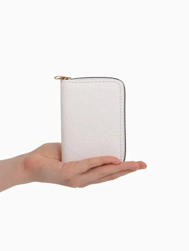 Кошелёк на молнии, 13&times;2&times;9 см, с принтом, белый