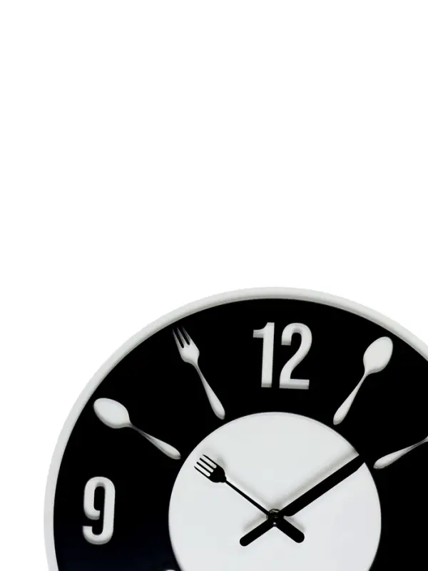 Часы настенные интерьерные &laquo;Вилка-ложка&raquo;, d=35 см, бело-чёрные