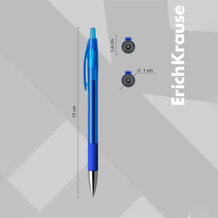 Ручка гелевая автоматическая ErichKrause R-301 Original Gel Matic & Grip, узел 0.5 мм, чернила синие, резиновый держатель, длина линии письма 500 метров Ручка гелевая автоматическая ErichKrause R-301 Original Gel Matic & Grip, узел 0.5 мм, чернила синие, резиновый держатель, длина линии письма 500 метров