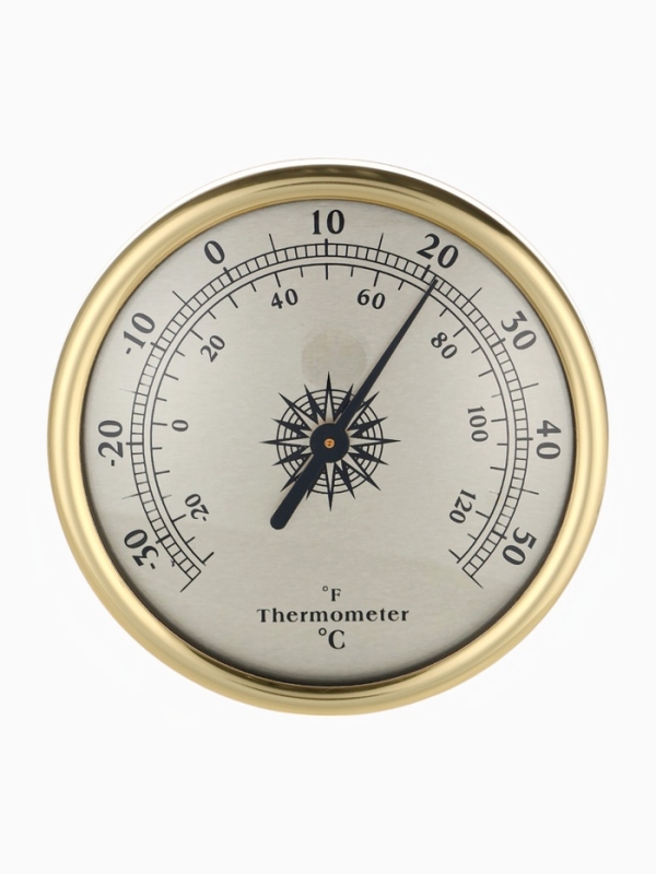 Термометр механический, настенный, d=7,2 см, золотая рамка