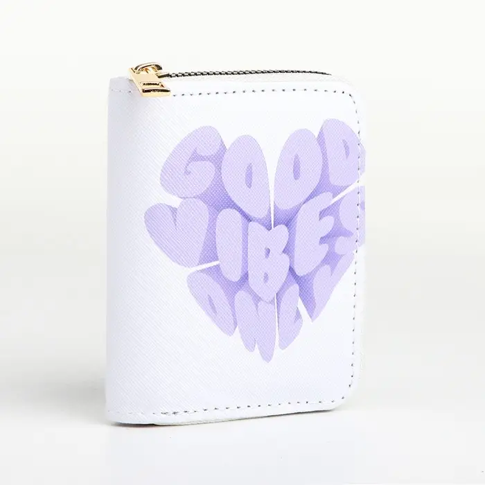 Кошелёк маленький Good vibes на молнии, белый