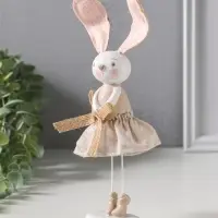 Сувенир полистоун "Зайка в льняном платье с бантом" 12х10х22,5 см