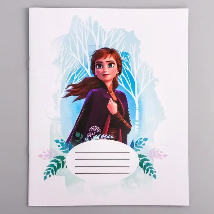 Тетрадь в клетку 12 листов, 5 видов МИКС, обложка мелованная бумага, &laquo;Холодное сердце&raquo;