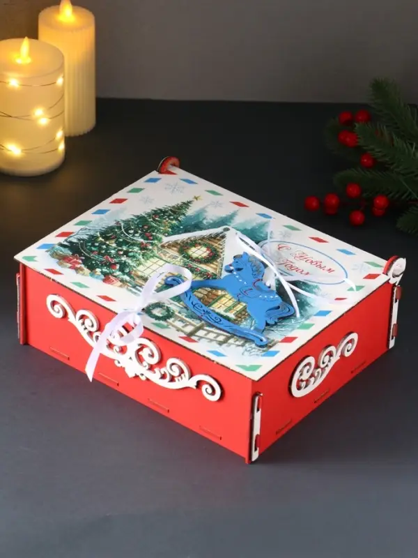 Шкатулка «С Новым Годом», с сувениром, 24×20×9 см